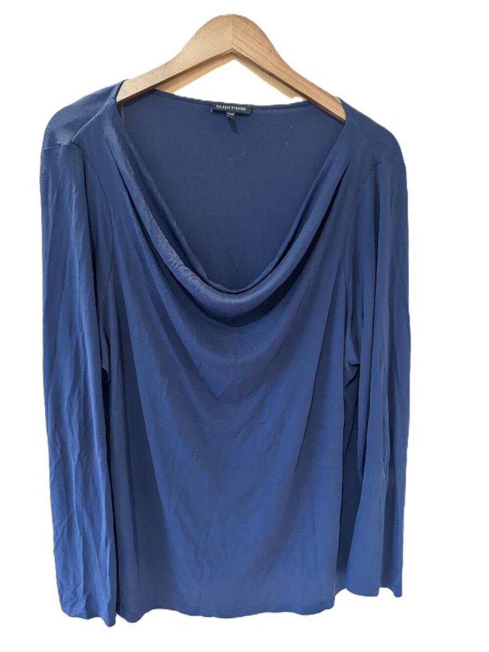 Eileen Fisher Drape Neck 100% Silk Knit Top, Long Sleeves, Size XL